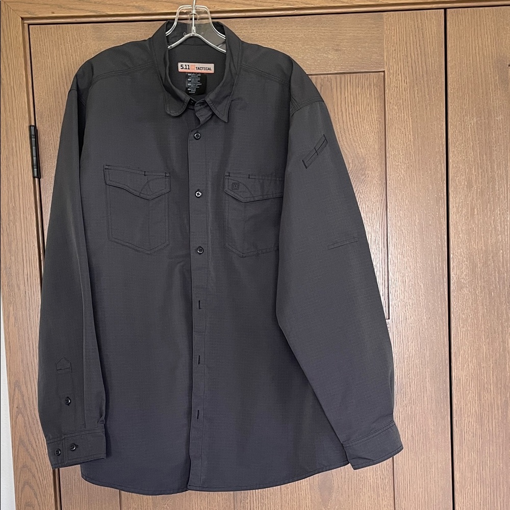 Men’s 5.11 Tactical Dark Gray Long-Sleeve Button-Down Utility Shirt